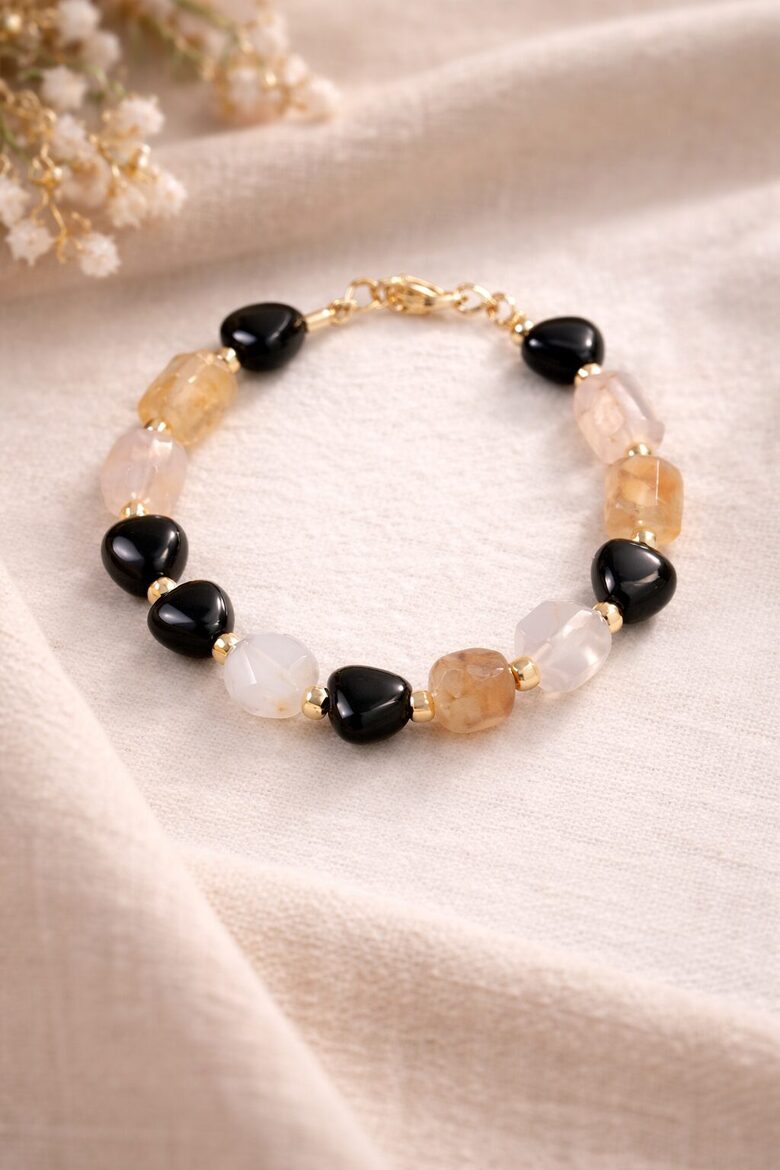 Melno un zelta akmeņu rokassprādze spēkam "Melnais nektārs"